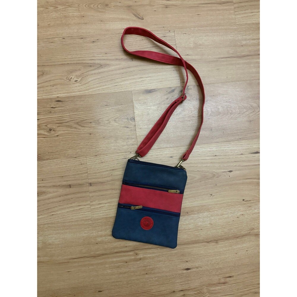 I Love Australia Kangaroo Red and Navy Leather Crossbody